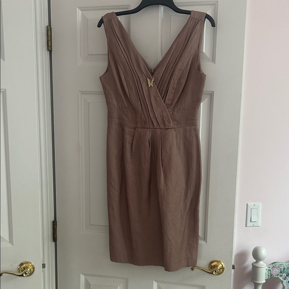 Banana Republic Mauve-Taupe Faux-Wrap Midi Dress